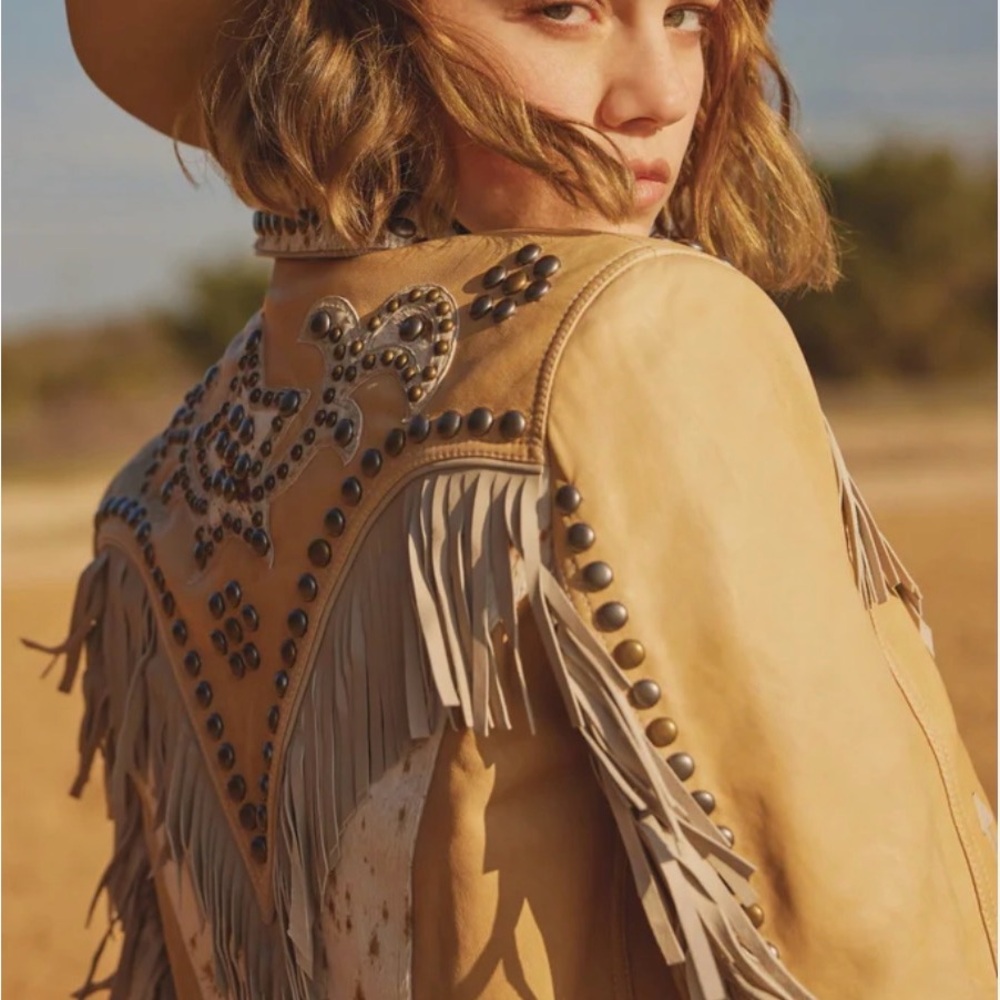 Double D Ranch Cowpoke U Leather Jacket With Fringe